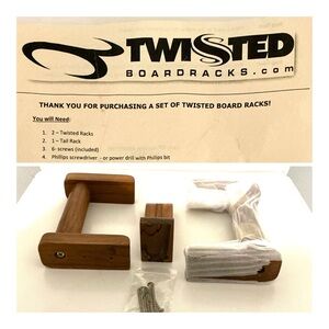 Teak Surfboard Wall-Mounting Rack NWT